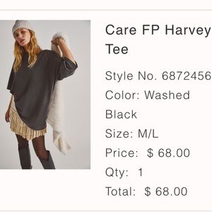 SOLDNWOT Free People Harvey Tee M/L, Black